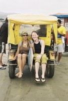 Madeline and Amanda on motor taxi