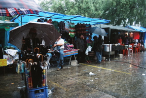 rain shower during festival