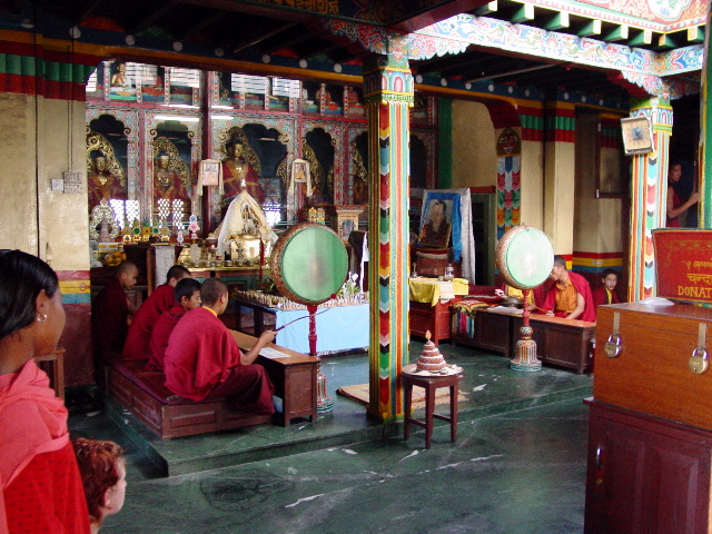 Inside of the monastery, monks chanted and prayed.