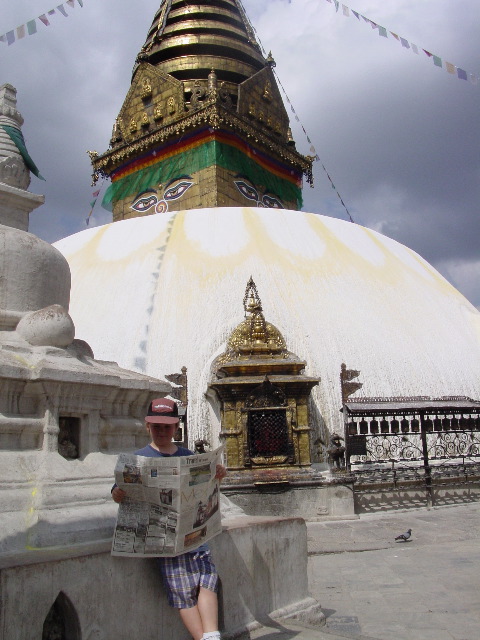 Griffin relaxing after a hard day at the Stupa