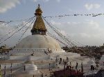 The many prayer flags on the Boudha stupa made it full of color and movement. 