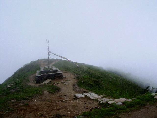 Prayer flags marked the summit